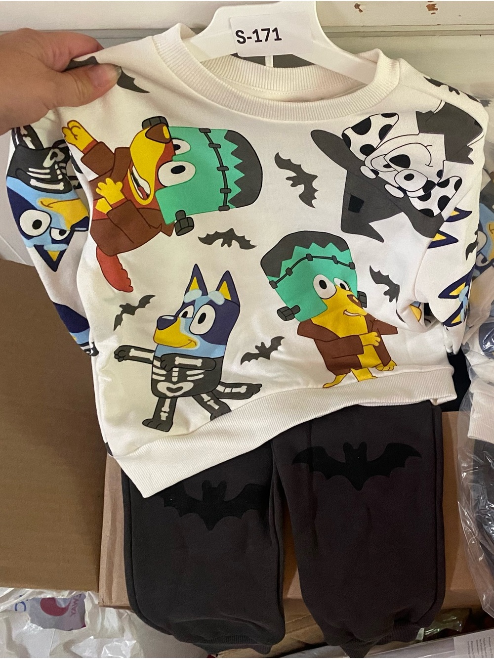 Disney Halloween Kids Sweatshirt & Black Pants - White, Green, Blue, Yellow